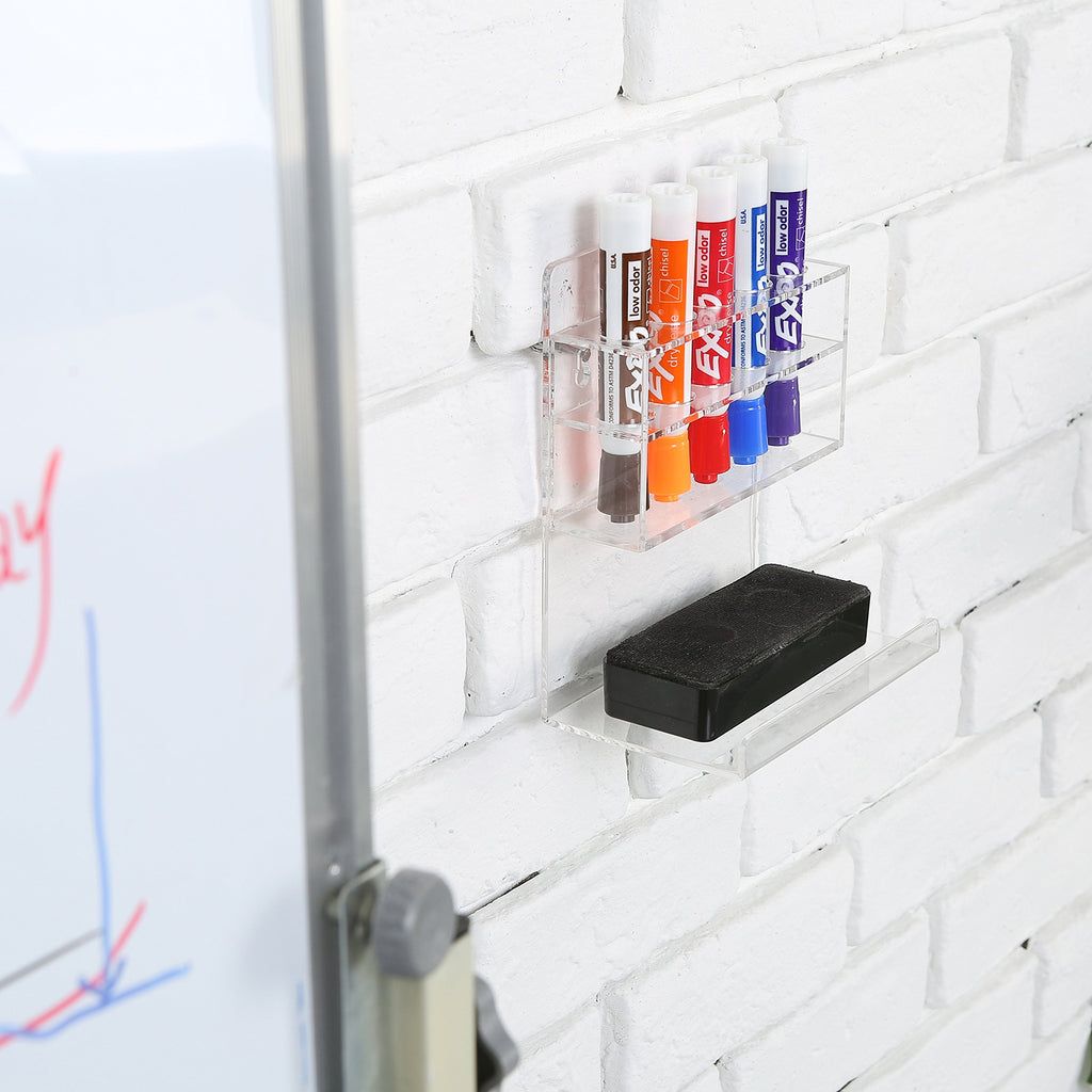 MyGift Dry Erase Marker Holder 10 Slots Whiteboard Marker Holder for Wall Dry Erase Eraser Holder Wall Mount Black