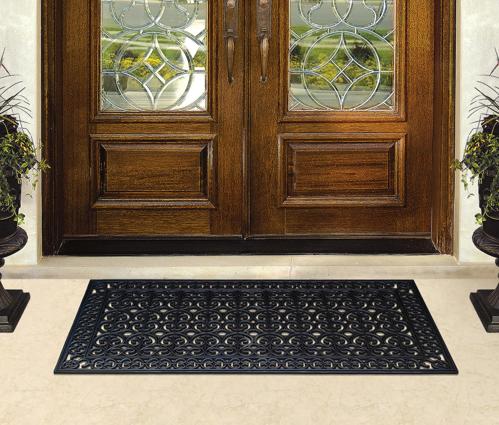 A1 Home Collections 19-LB Heavy Duty Rubber Doormat 24"×57" - Won't Blow Away | Outside Front Door Mat, Mud Dirt Scraper, Non-Slip Drainage Mat for Entryway Patio Garage, All-Weather, 100% Rubber Mats