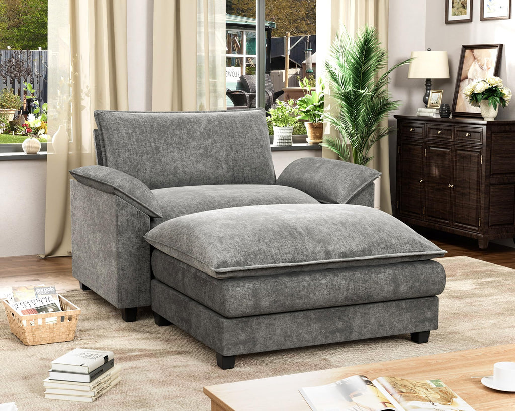 Homall 80" Modular Sectional Sofa, Loveseat Sofa Couch with Double-Layer Cushion, DIY Combination Chenille Deep 2-Seat Cloud Couch for Living Room, Apartment (Bright Grey, Loveseat Sofa)