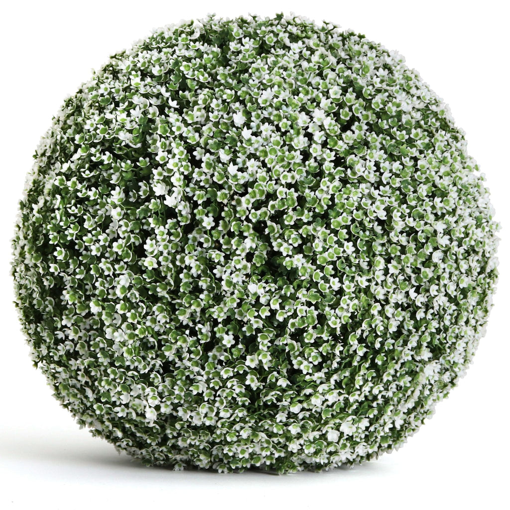 3rd Street Inn XL Baby's Breath Topiary Ball - Artificial Plant Set - Indoor/Outdoor Wedding Party Decor - Faux Foliage Garden Sphere - Tree and Bush Substitute (19")