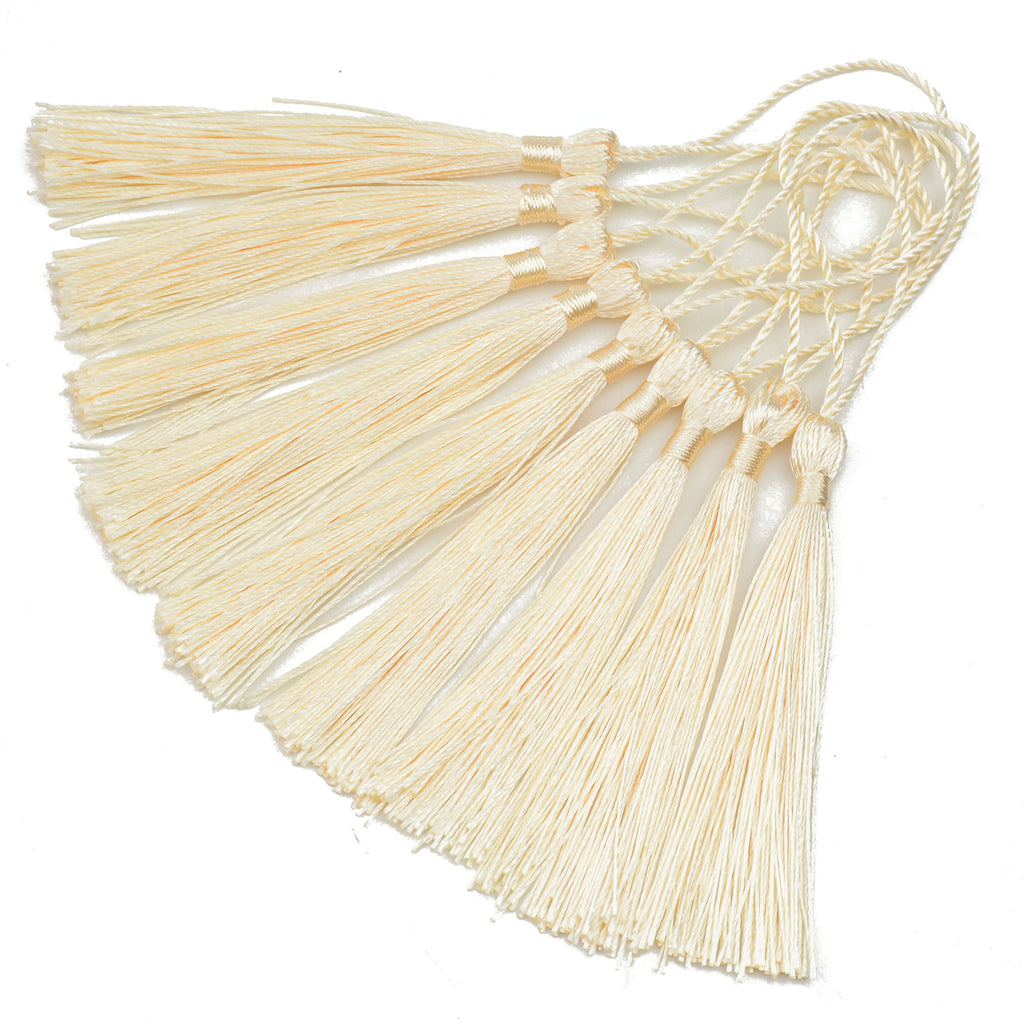 Makhry 100pcs 13cm/5 Inch Silky Floss Bookmark Tassels with 2-Inch Cord Loop and Small Chinese Knot for Jewelry Making, Souvenir, Bookmarks, DIY Craft Accessory (Dark Grey)