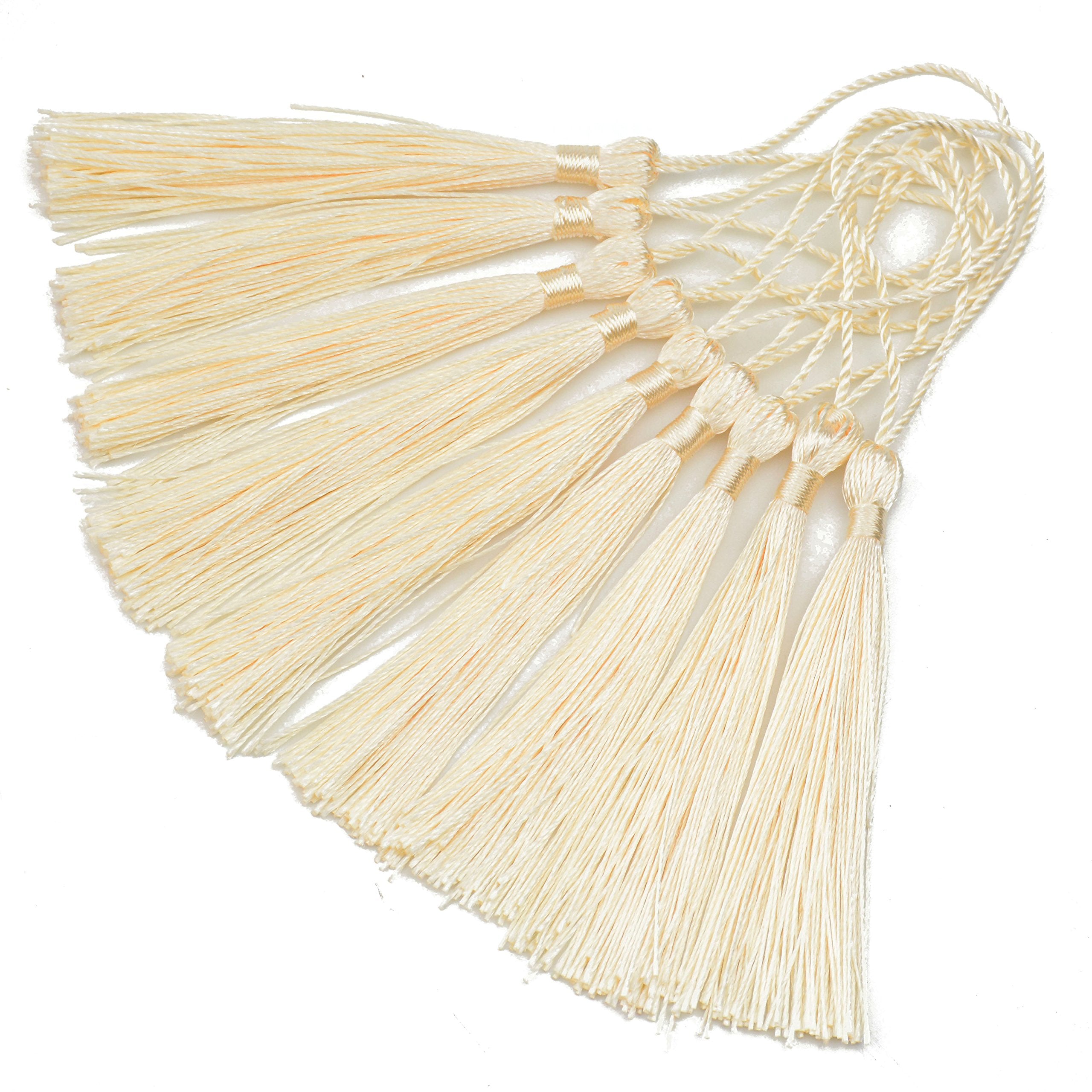 Makhry 100pcs 13cm/5 Inch Silky Floss Bookmark Tassels with 2-Inch Cord Loop and Small Chinese Knot for Jewelry Making, Souvenir, Bookmarks, DIY Craft Accessory (Dark Grey)