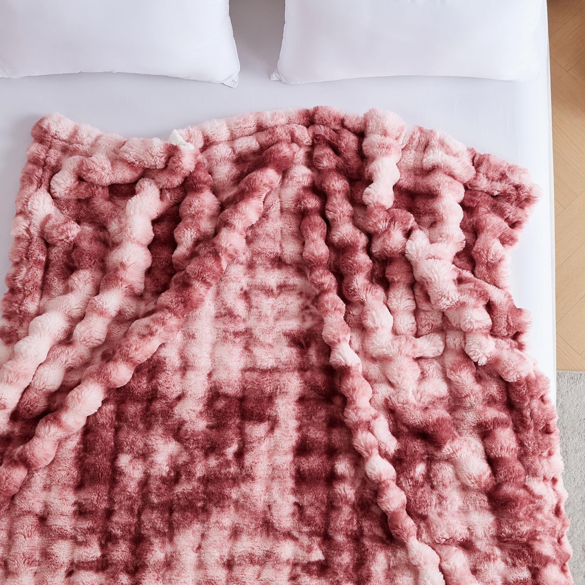 50x60 Inches Ultra-Soft Fuzzy Faux Fur Plush Throw Blanket - Thick, Warm Sherpa for Couch, Sofa, Bedroom, Camping - Decorative Blanket for Cozy Warmth, Bubble Grey