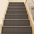 Non Slip Stair Treads for Wooden Steps, Square Rubber Backing Non Slip Stair Landing Mat, Thicken Linen Carpet Stair Runners Indoor, No Residue Stair Carpet Treads, 29"x29", Beige