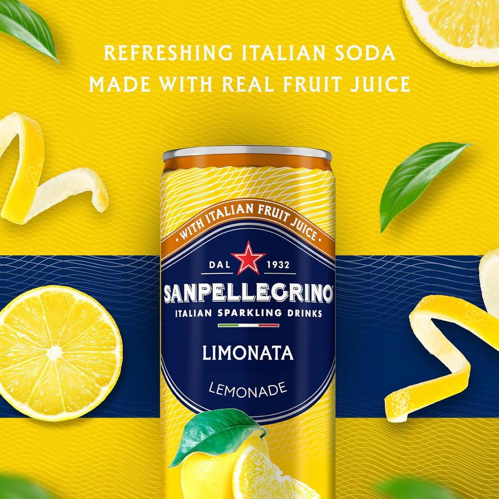 Sanpellegrino Italian Sparkling Drink Limonata, Sparkling Lemon Beverage, 6 Pack Of Cans 11.15 fl oz