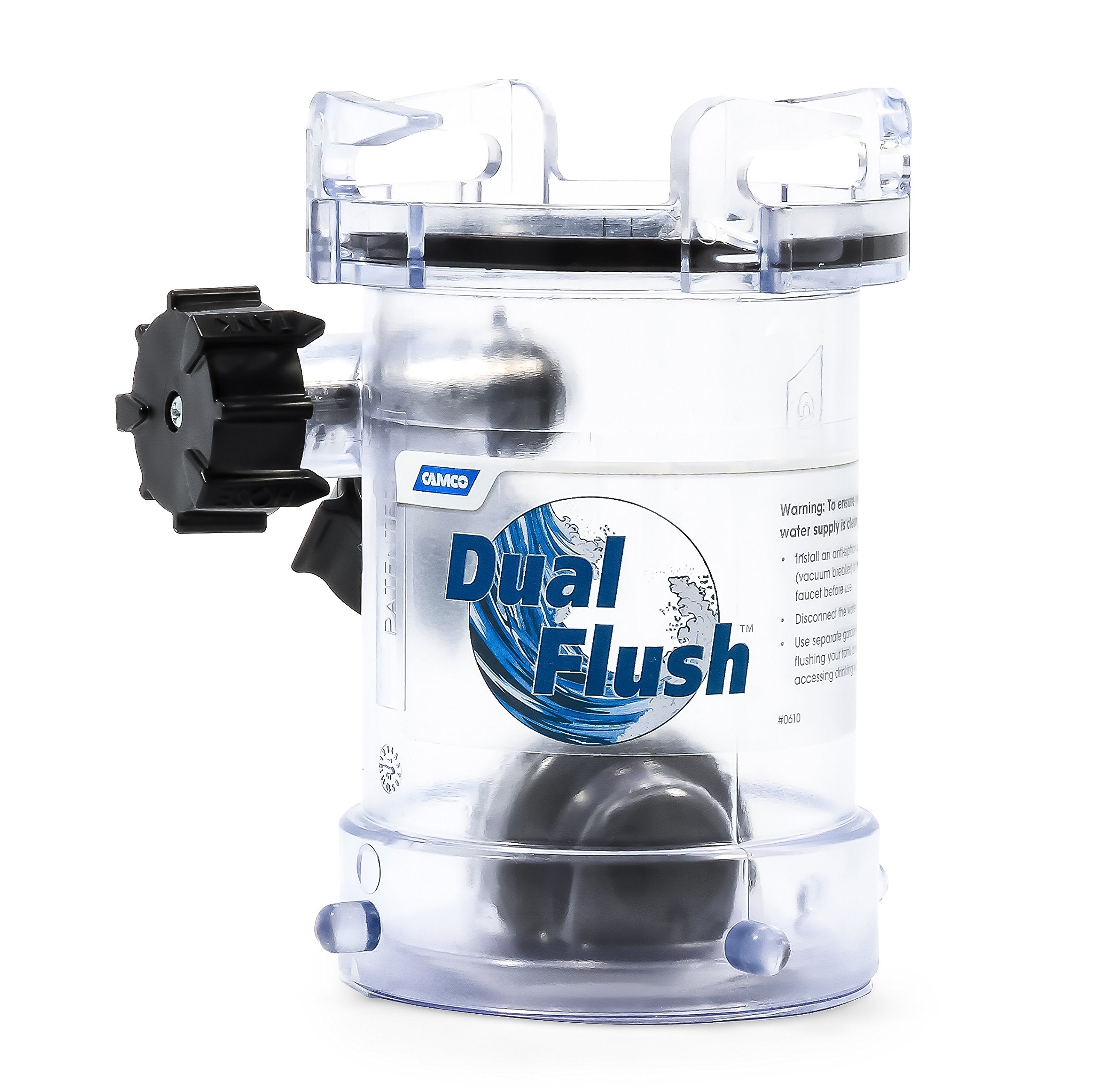 Camco Dual Flush Pro Camper/RV Holding Tank Rinser - Features 3-Inch Gate Valve & Reverse Flush Valve - Empties & Flushes RV Black Water Tanks and RV Sewer Hose (39062)
