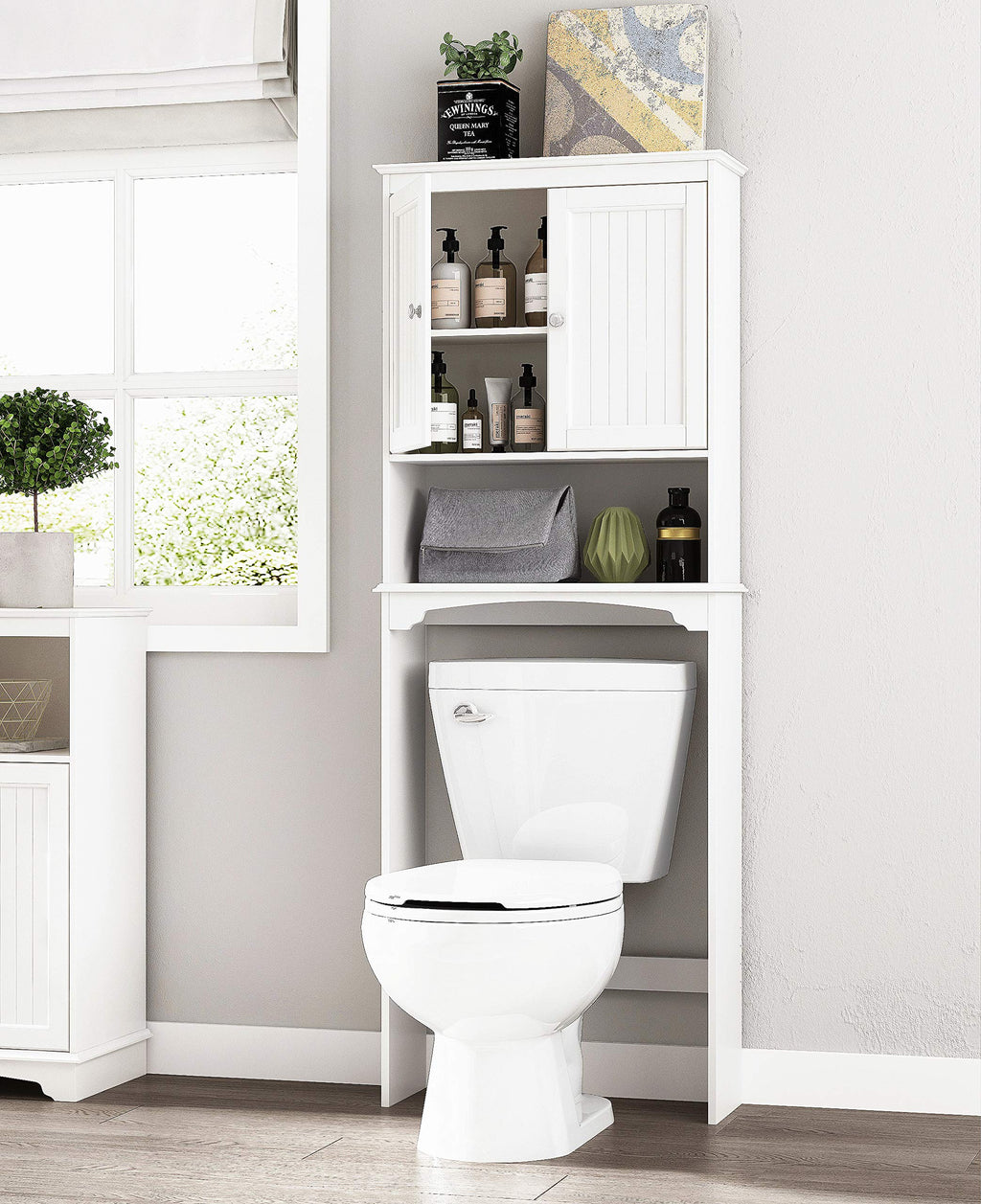 Spirich Over The Toilet Cabinet for Bathroom Storage, Above Toilet Storage Cabinet with Doors and Adjustable Shelves, Espresso