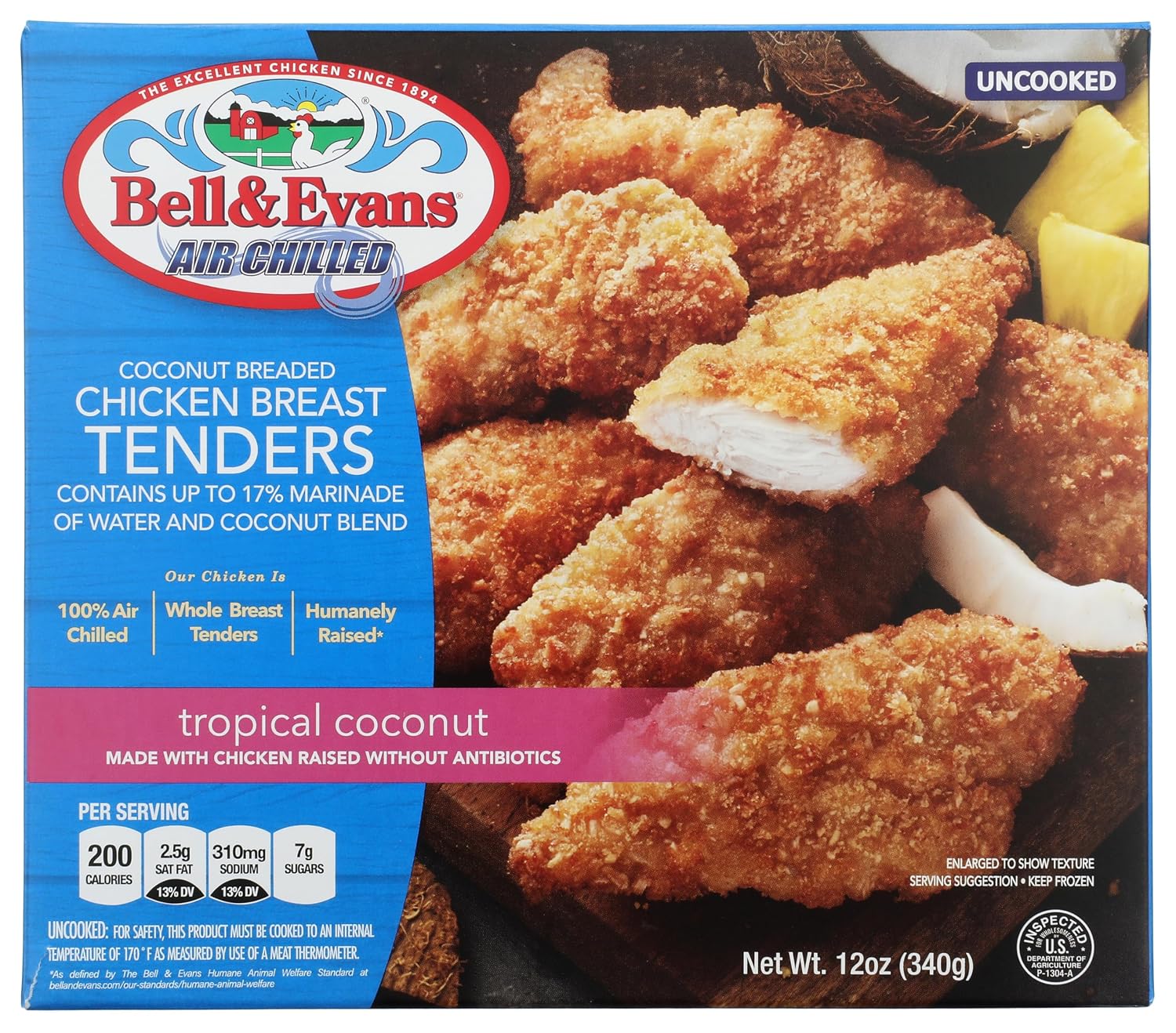 Bell & Evans Coconut Breaded Chicken Breast Tender, 12 OZ