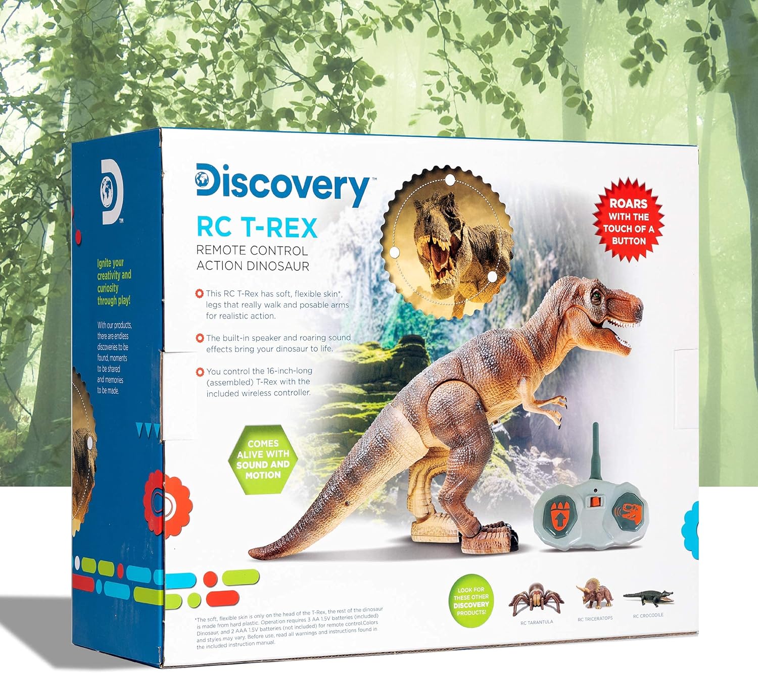 Discovery™ Remote Control T-Rex Dinosaur – Realistic Jurassic RC Action Figure with Walking Legs, Roaring Sounds, Chomping Mouth| Dinosaur Toys for Kids| Boys Toys RC Car Gift| Fun Dino for Ages 6+