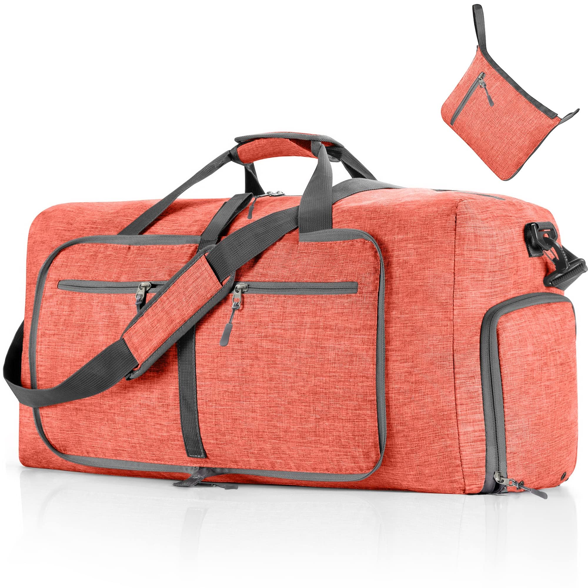 Vomgomfom 65L/85L/115L Foldable Travel Duffle Bag, Lightweight Checked Luggage with Shoe Compartment, Water-Resistant Weekender Overnight Bag for Men & Women