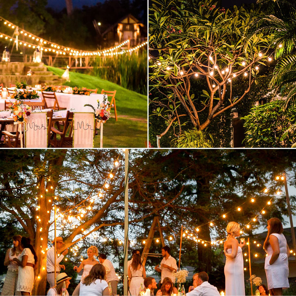 Lakumu 34FT G40 Solar String Lights, Globe Outdoor String Lights with 15 E12 Waterproof LED Bulbs, 2700K Shatterproof Patio Lights, Solar Powered Hanging Lights