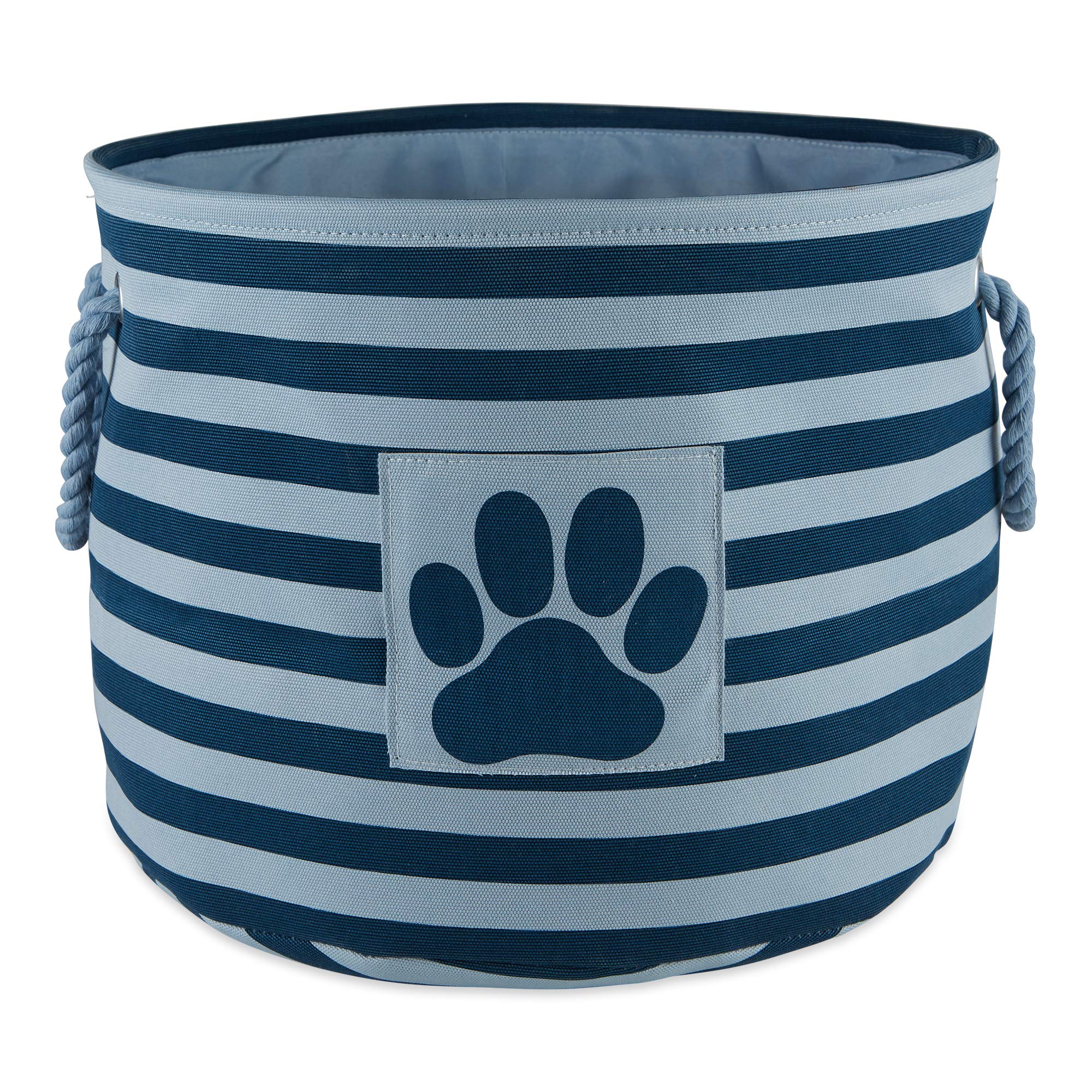Bone Dry Pet Storage Collection Striped Paw Patch Bin, Aqua, Small Rectangle