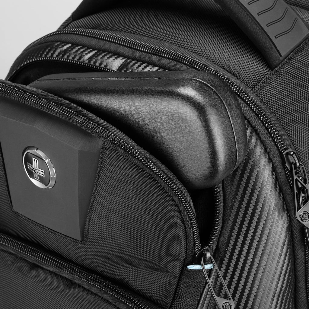 Swissdigital Design Travel Backpack for Women or Men, TSA Friendly USB Charging RFID Protection Business Carry on Bag Fits 15.6" Laptop Backpack Black | J14-BR