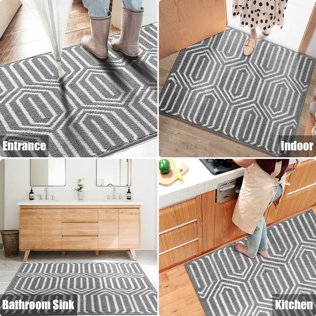 Indoor Doormat 24"x 36", Absorbent Front Back Door Mat Floor Mats, Rubber Backing Non Slip Door Mats Inside Mud Dirt Trapper Entrance Door Rug Carpet, Machine Washable Low Profile-Brown Time Cloister