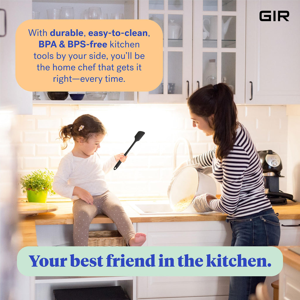 GIR: Get It Right Premium Silicone Spatula - Non-Stick Heat Resistant Kitchen Spatula - Perfect for Baking, Cooking, Scraping, and Mixing - Mini - 8 IN, Black