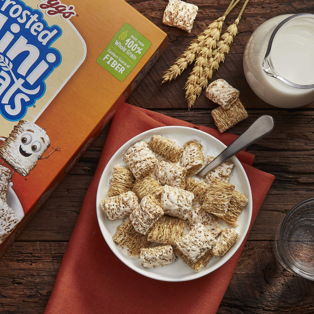 Kellogg's Frosted Mini-Wheats Cold Breakfast Cereal, High-Fiber, Whole Grain, Family Size, Original, 24oz Box (1 Box)