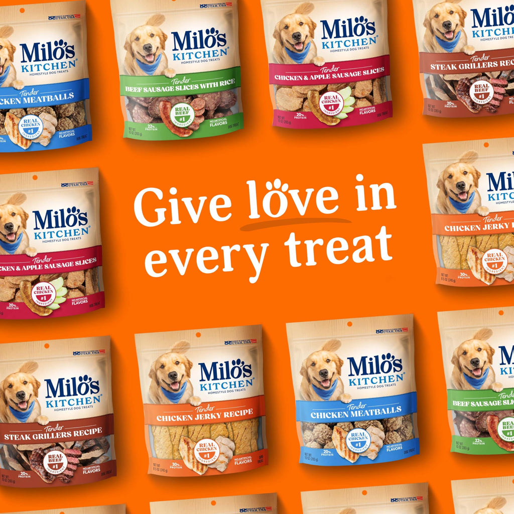 Milo's Kitchen Homestyle Dog Treats, Beef Sausage Slices, 10 Ounce, High Protein, No Artificial Flavors