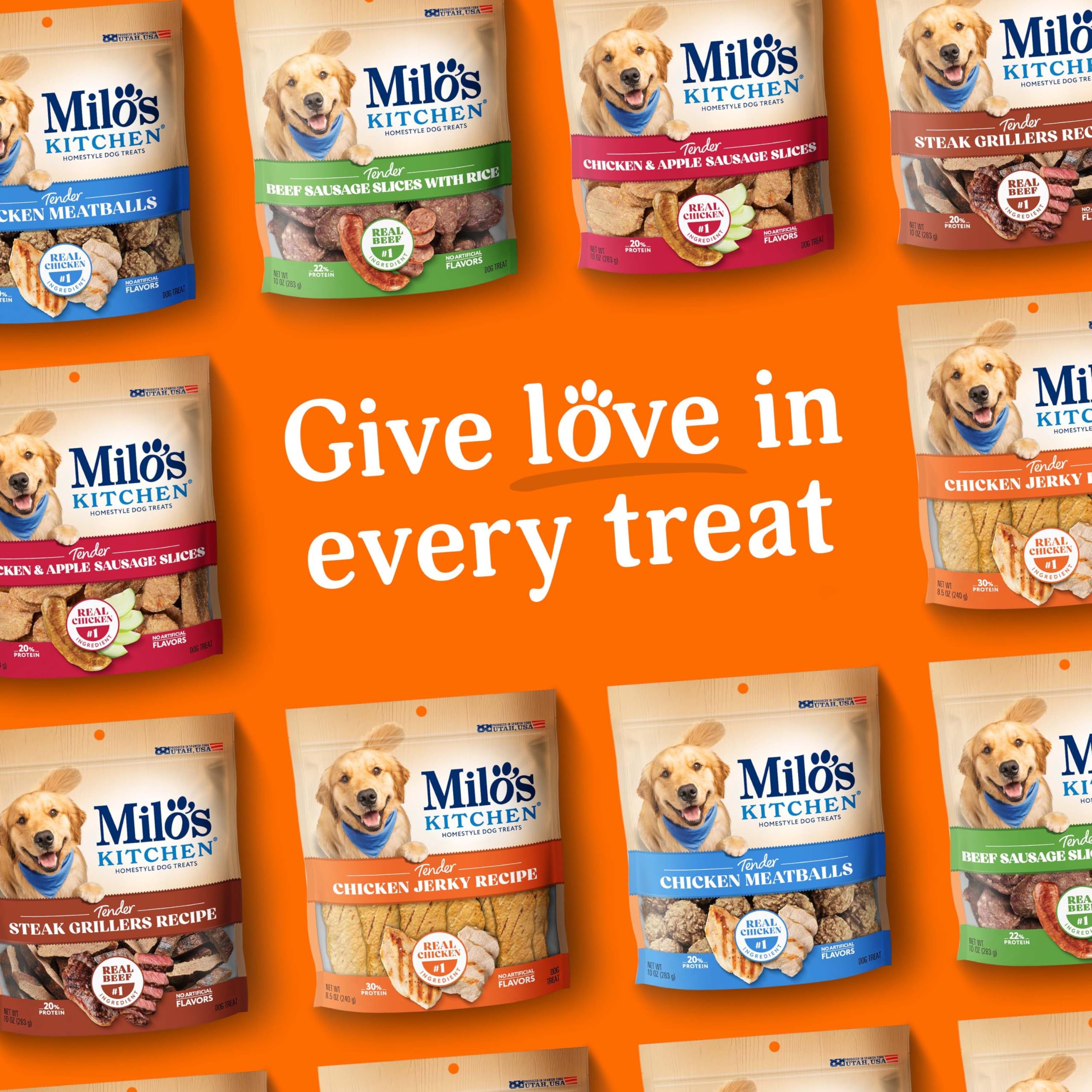 Milo's Kitchen Homestyle Dog Treats, Beef Sausage Slices, 10 Ounce, High Protein, No Artificial Flavors