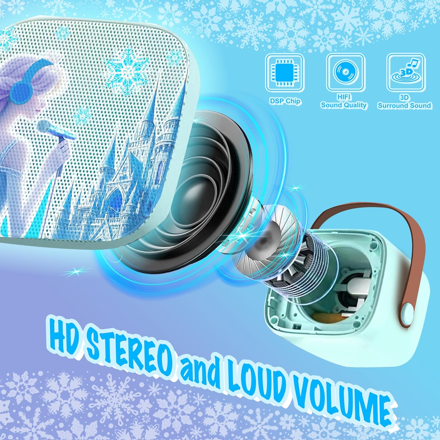 Frozen Toys for Girls Mini Karaoke Machine for Kids Princess Toys 3 4 5 6 7 8 9 10 Year Old Girl Birthday Gifts Kids Toys Toddler Wireless Microphones
