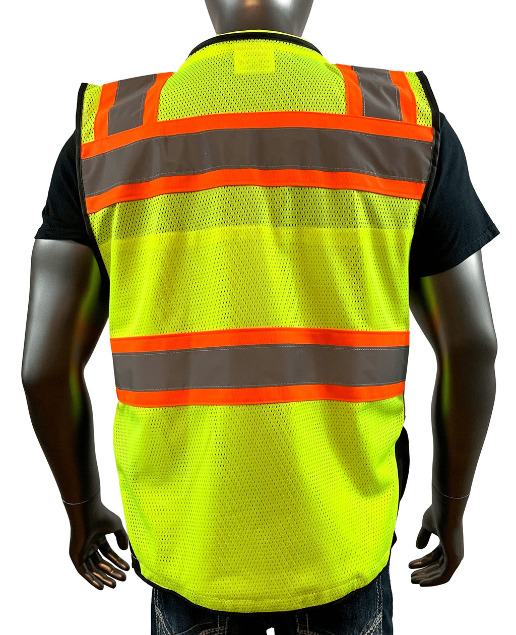 Men's Black Series Safety Vest with Zipper and Utility Pockets (Medium, Black)