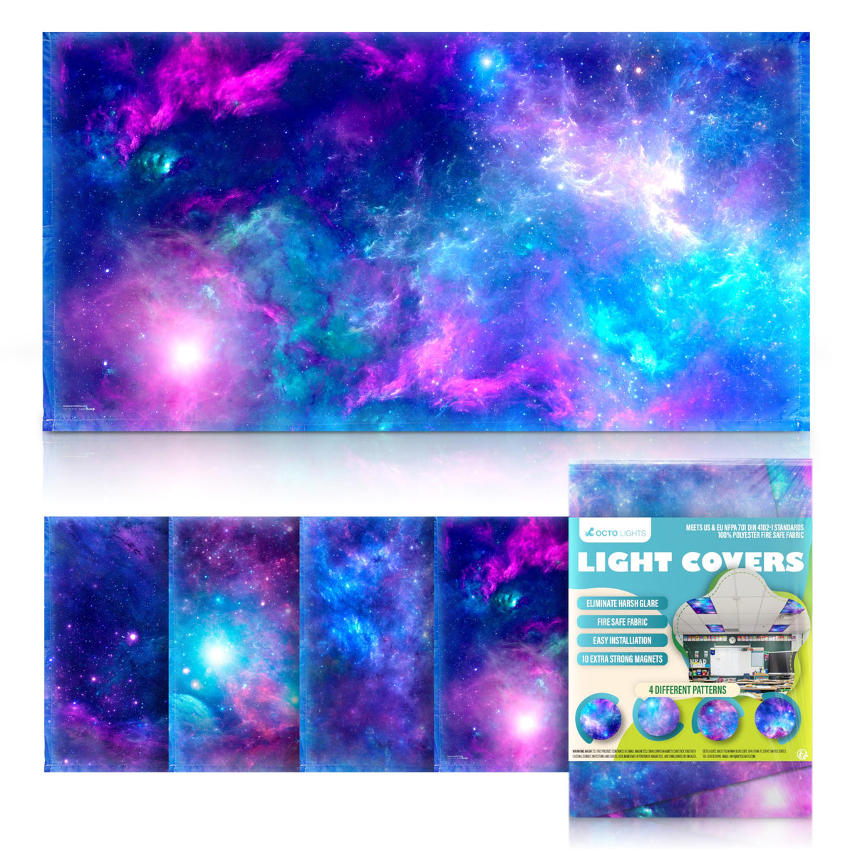 Fluorescent Light Covers for Ceiling Lights - 4 Seasons Magnetic Cover for Fluorescent Or LED Fixture - Must Haves Teacher Supplies - Classroom, Home, Office Cubicle Decor - Filters Overhead Lighting