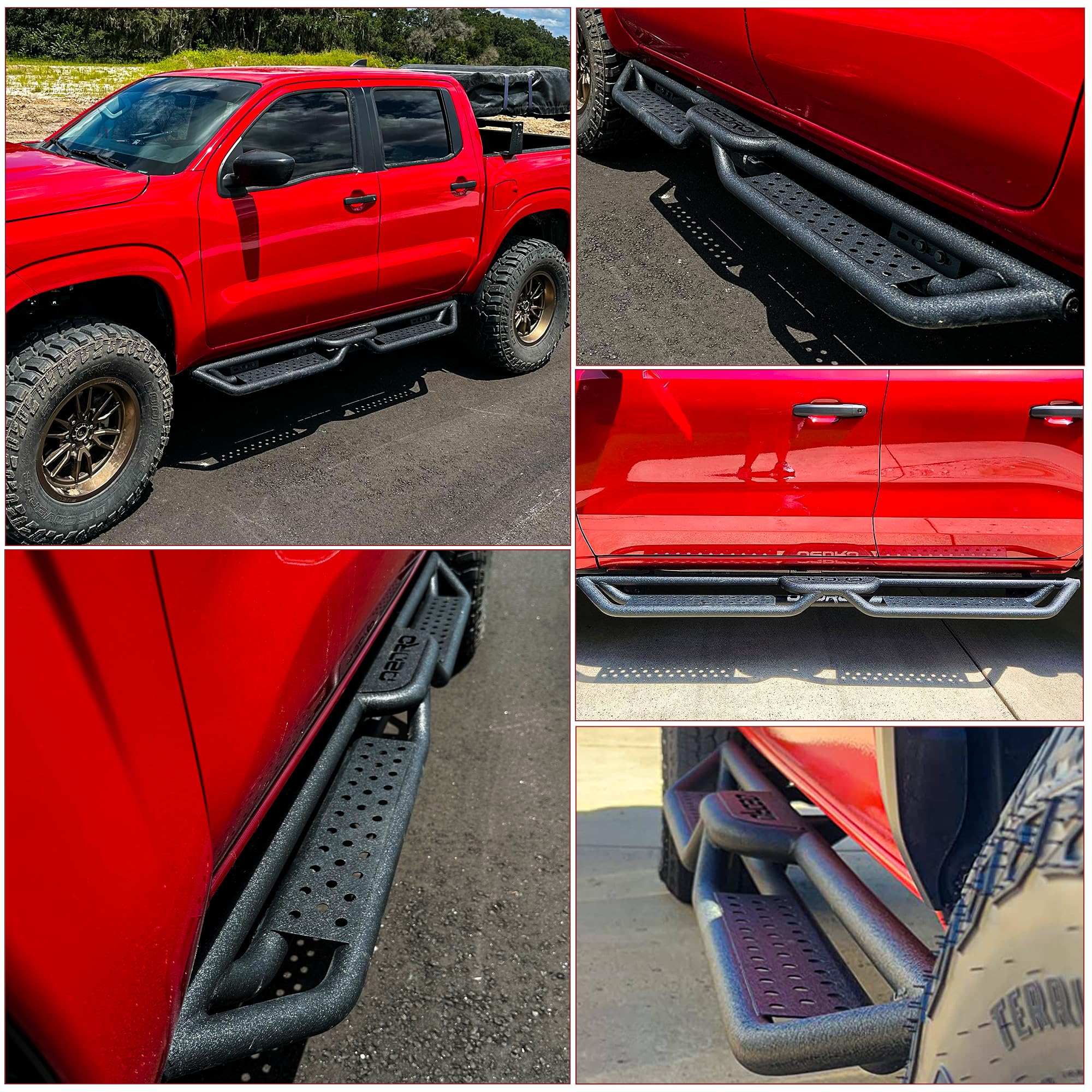 OEDRO Running Boards: Compatible with Chevy Colorado/GMC Canyon 2015-2026 Crew Cab, Side Steps Two-Stairs Bed Access Nerf Bar Rails
