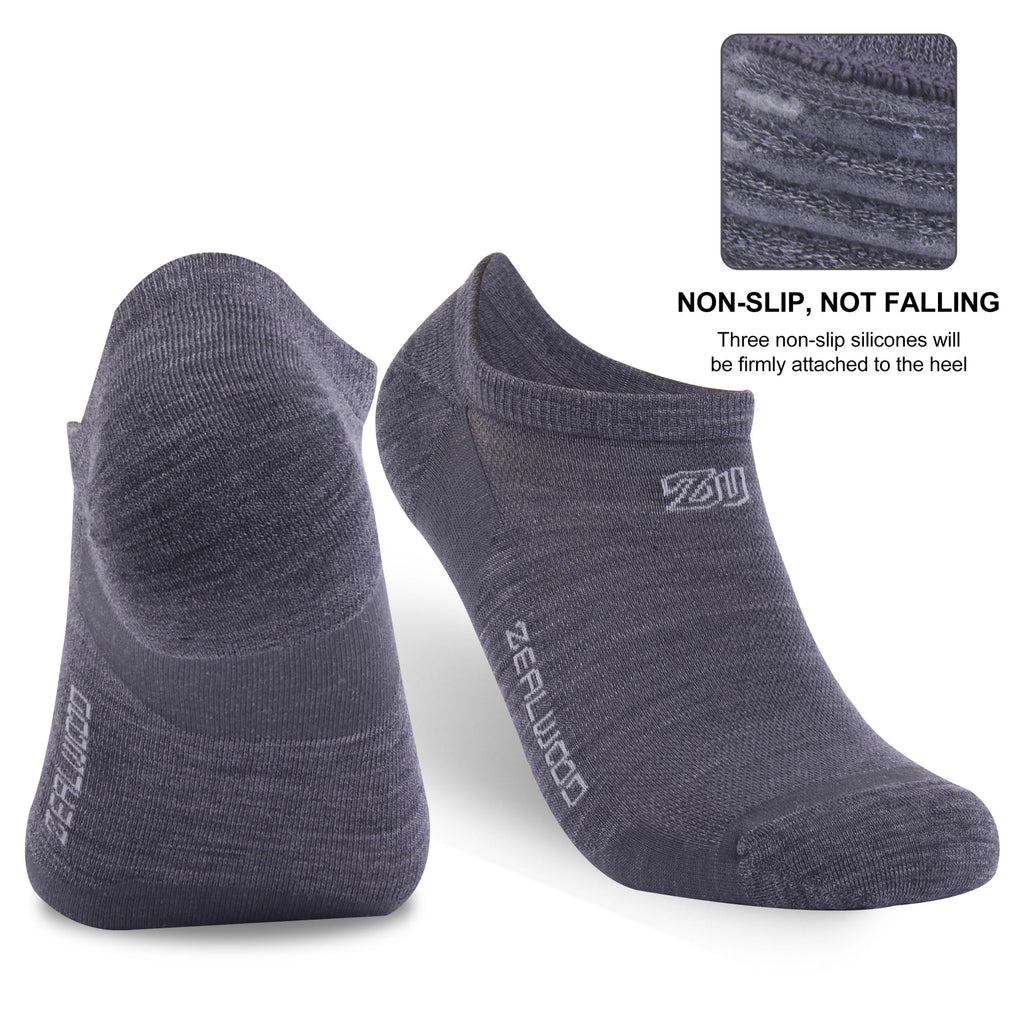 No Show Athletic Socks, ZEALWOOD 3 Pairs Merino Wool Ultra-Light Running Tennis Golf Socks for Men Women