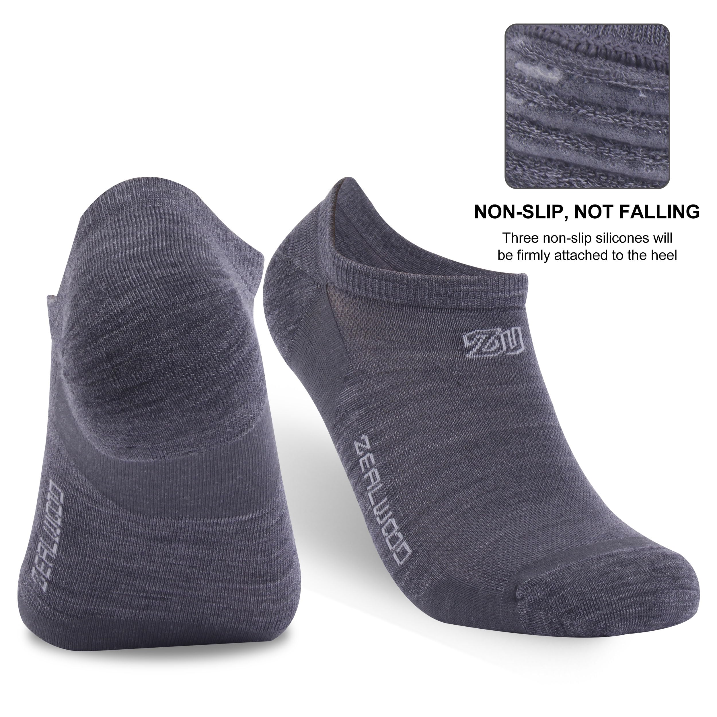 No Show Athletic Socks, ZEALWOOD 3 Pairs Merino Wool Ultra-Light Running Tennis Golf Socks for Men Women