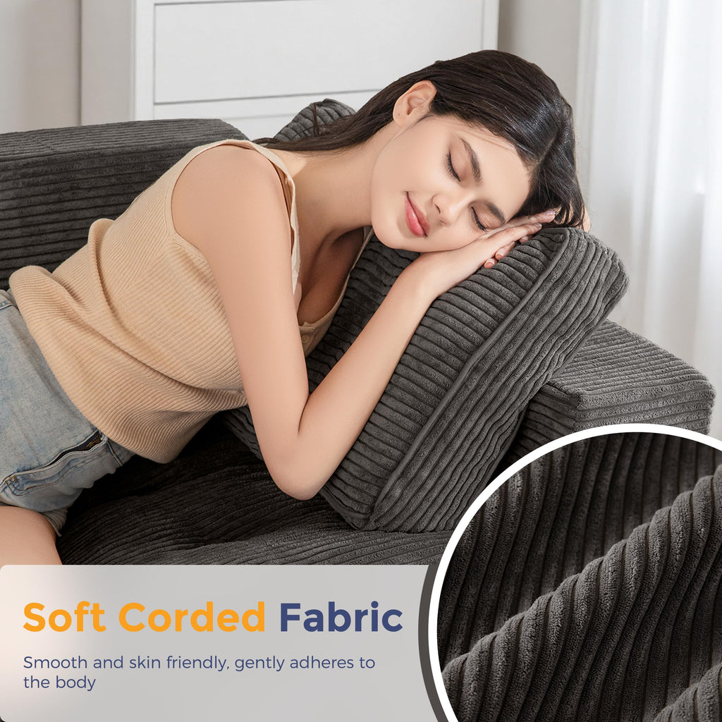 MAXYOYO 3 Seater Sofa Couch for Living Room, Tufted Boneless Couch Sofa Couch, Comfy Bubbled Bean Bag Chair for Apartment, No Assembly Needed, Beige