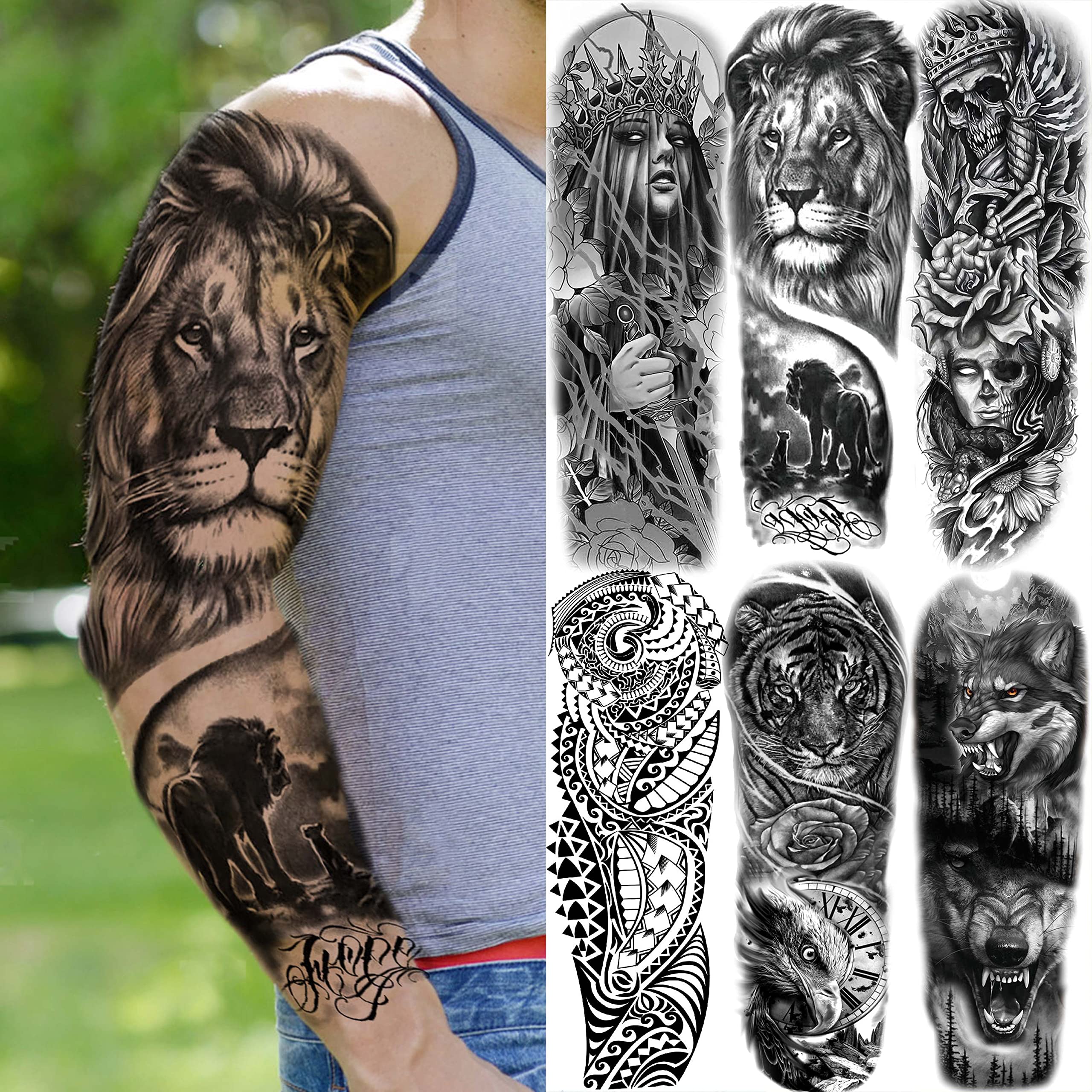 EGMBGM 52 Sheets Tiny Small Temporary Tattoos For Kids Boys Girls, Tribal Animals Butterfly Anchor Compass Tattoo Stickers For Men Women, 3D Cute Flower Fake Face Tatoo Kits Sets For Neck Arm Hands