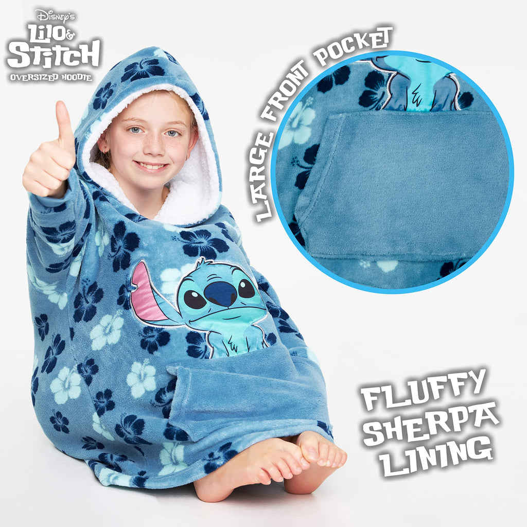 Disney Stitch Blanket Hoodie for Kids Cozy Fleece Wearable Blanket Stitch Gifts