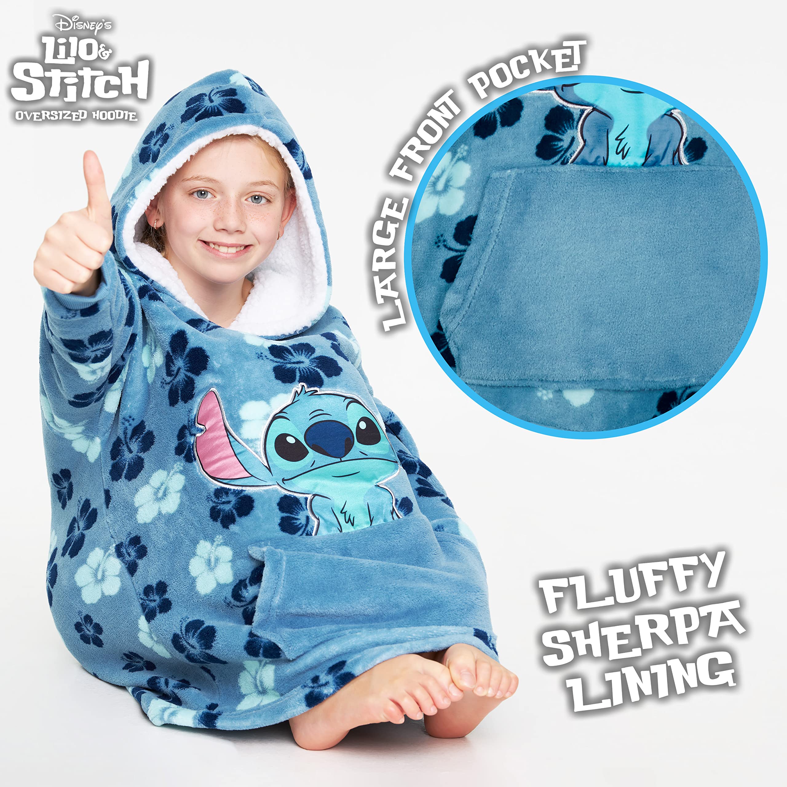 Disney Stitch Blanket Hoodie for Kids Cozy Fleece Wearable Blanket Stitch Gifts