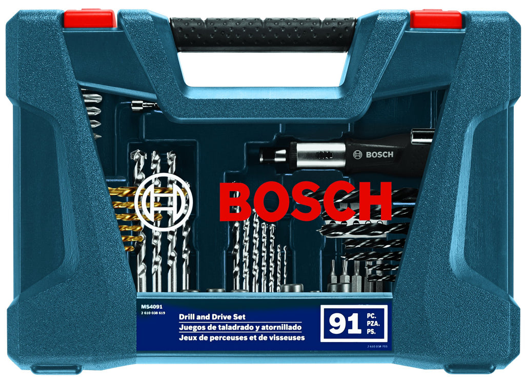 BOSCH MS4091 91-Piece Drilling and Driving Mixed Set with Included Case for Applications in Wood, Metal, Masonry