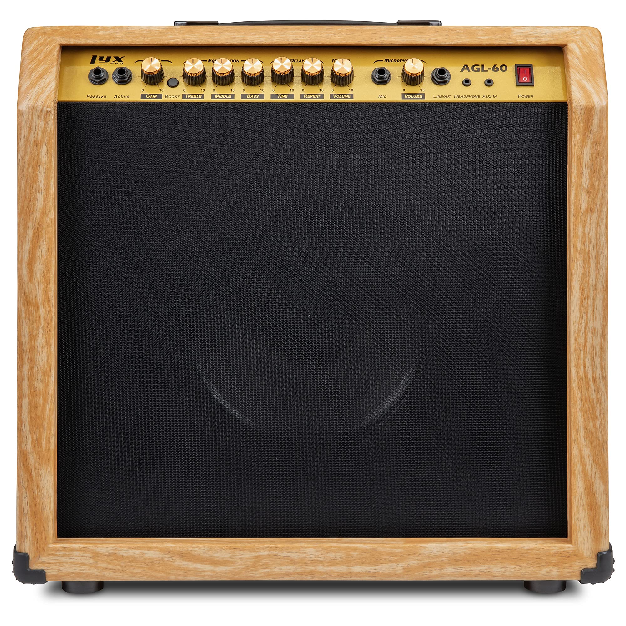 LyxPro Electric Guitar Amp 20 Watt Amplifier Built in Speaker Headphone Jack and Aux Input Includes Gain Bass Treble Volume and Grind - Black