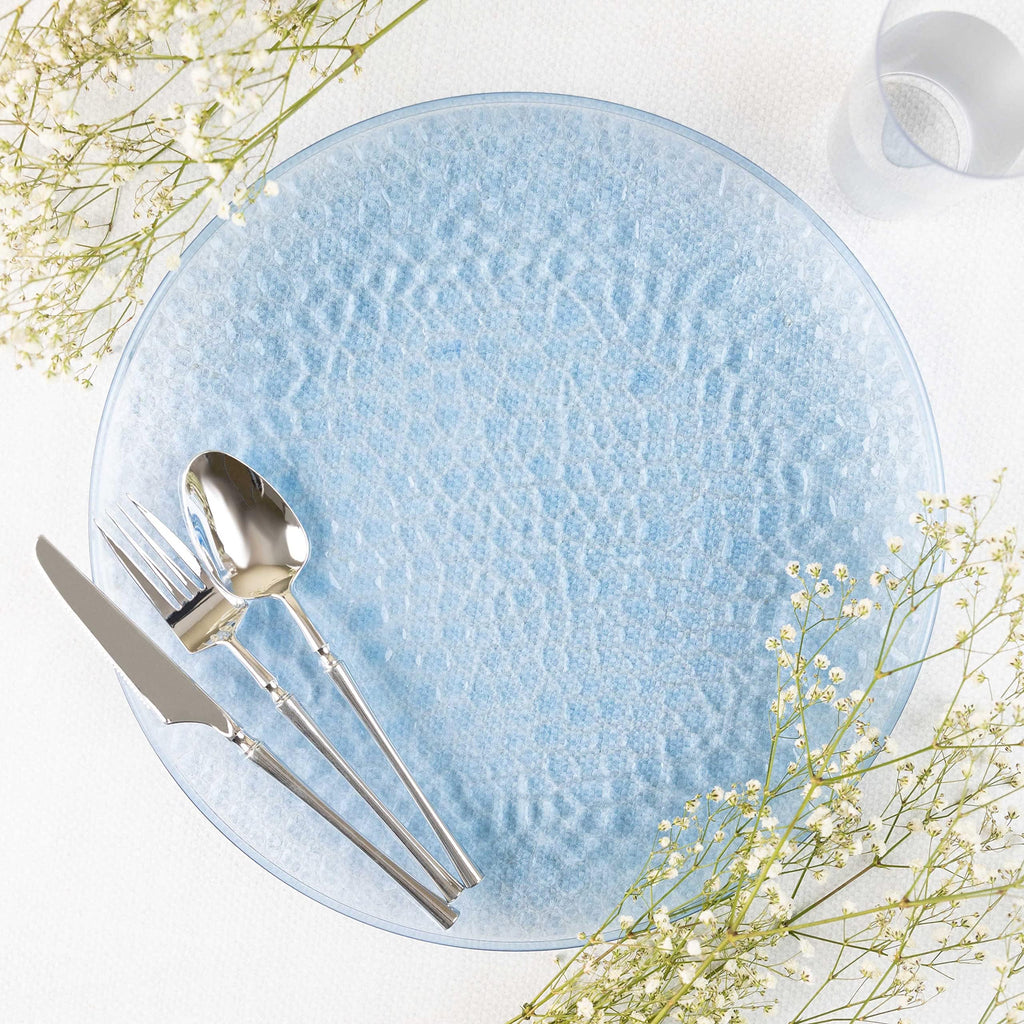 PARTY BARGAINS 13-Inch Charger Plates - 96 Pack, Clear Gold Rim, Heavy-Duty Disposable Chargers for Elegant Dining - Ideal for Weddings and Formal Events