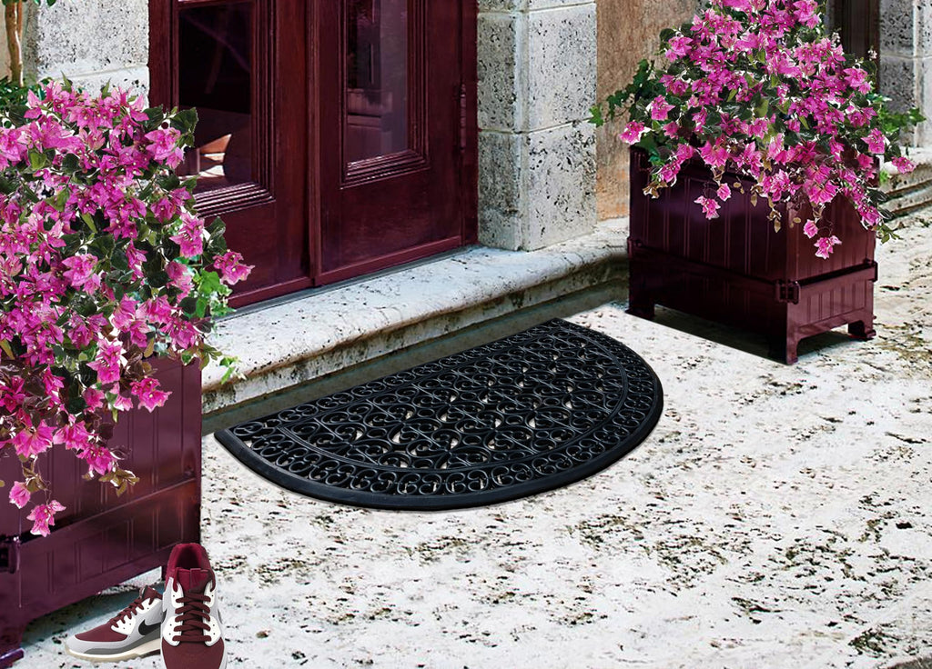 A1 Home Collections 19-LB Heavy Duty Rubber Doormat 24"×57" - Won't Blow Away | Outside Front Door Mat, Mud Dirt Scraper, Non-Slip Drainage Mat for Entryway Patio Garage, All-Weather, 100% Rubber Mats