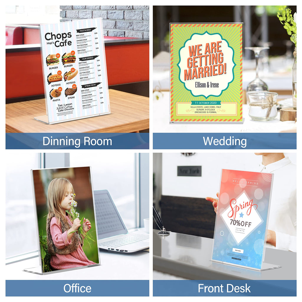 Relx Acrylic Sign Holder 8.5 x 11, Acrylic Display Stand for Display, Slant Back Clear Frames Plastic Sign Holder for Store, Restaurant (6 Pack)