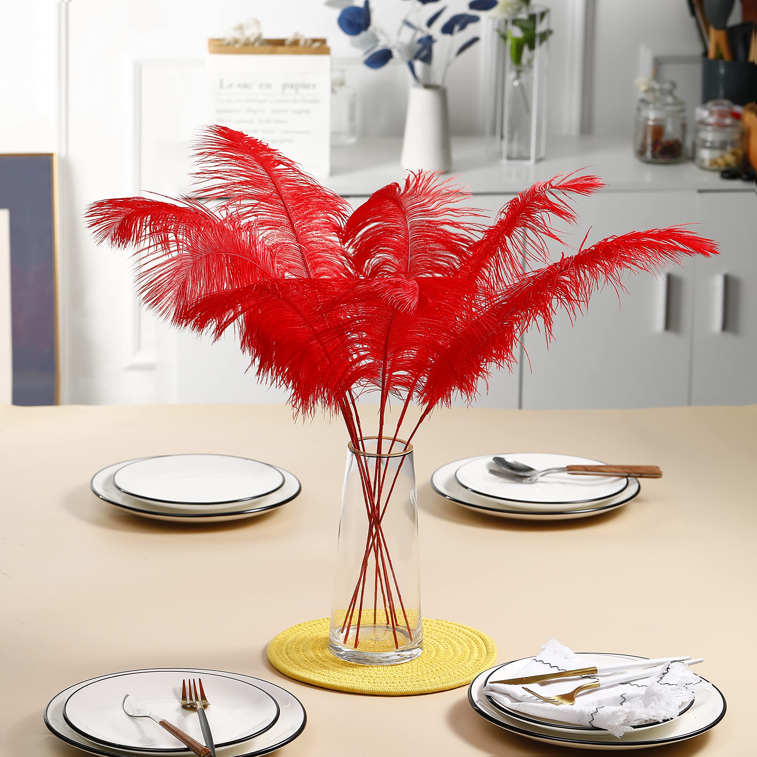 Ballinger Black Ostrich Feathers Bulk - Making Kit 12Pcs 16-18inch Large Ostrich Feathers for Floral Arrangement, Vase, Wedding Party Centerpieces and Halloween Home Decor
