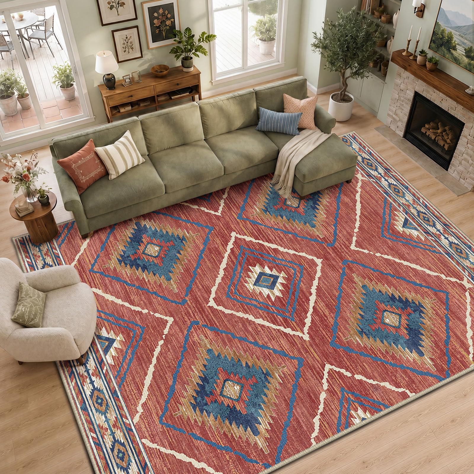 BESTSWEETIE Area Rug 2x3 Rug Machine Washable Non-Slip Low Pile Print Pattern Western Rug for Living Room Bedroom Entryway Tribal Series-Abstract/Cowhide