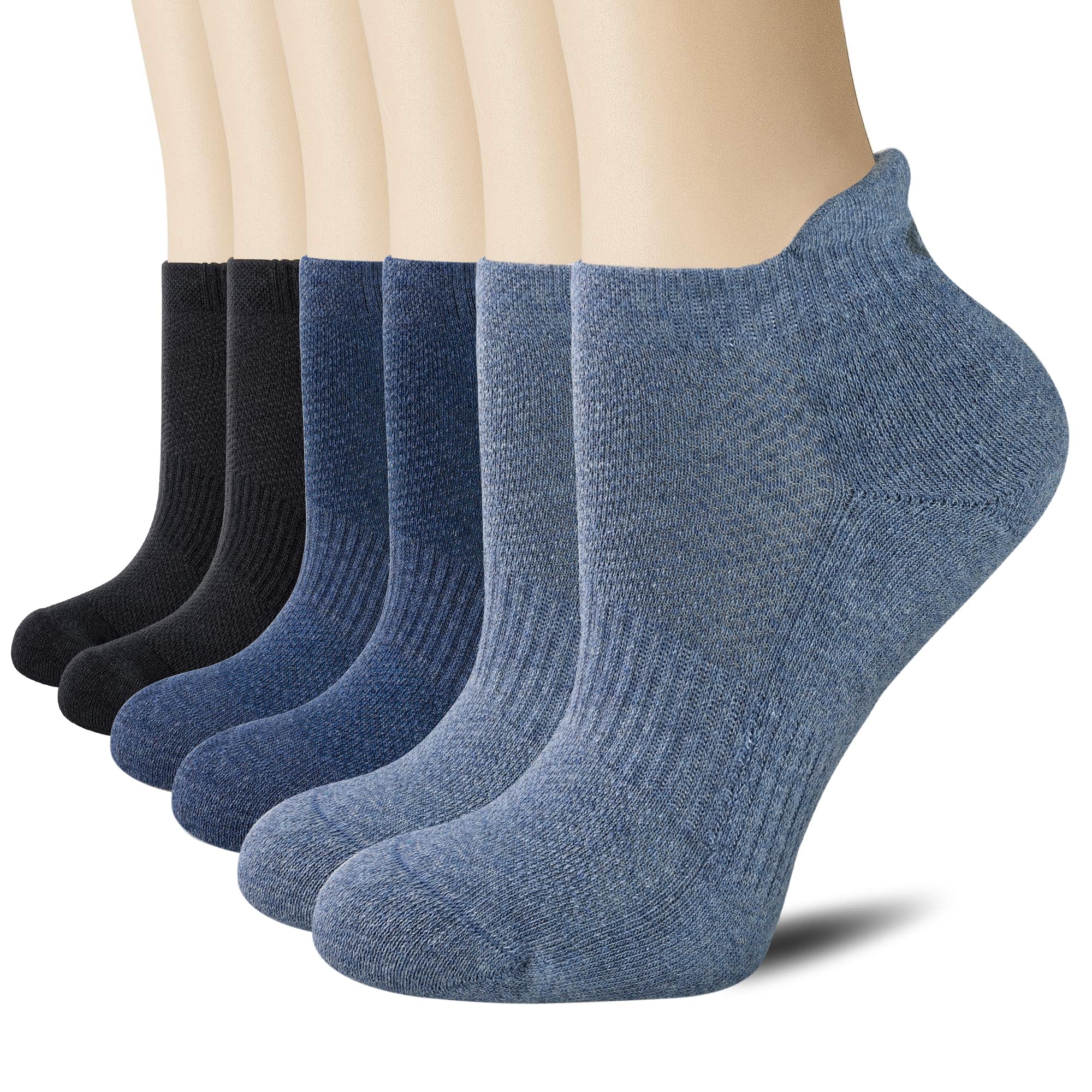 CS CELERSPORT 6 Pairs Ankle Athletic Running Socks Low Cut Sports Tab Socks for Men and Women