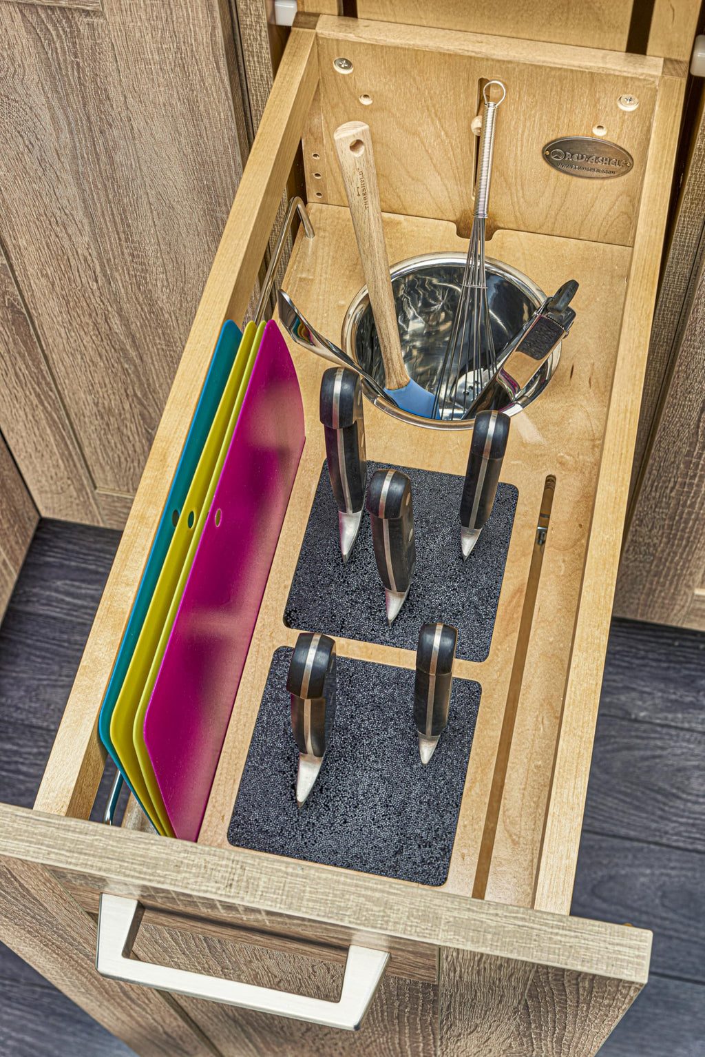 Rev-A-Shelf Wood Base Cabinet Knife Block Pullout Organizer w/Soft-Close