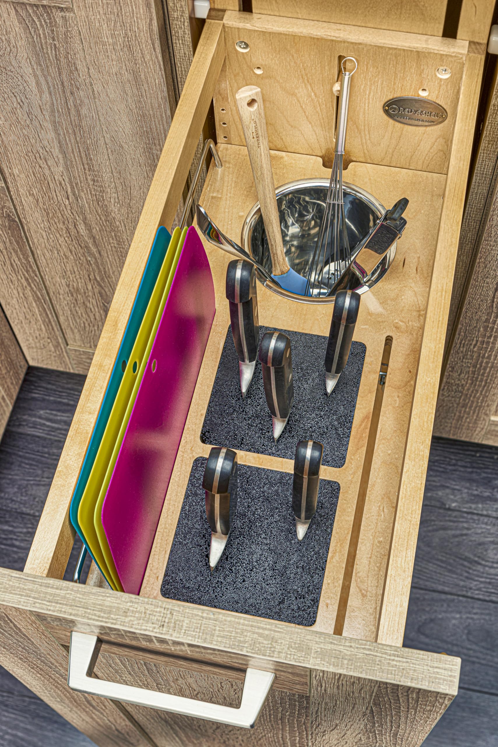 Rev-A-Shelf Wood Base Cabinet Knife Block Pullout Organizer w/Soft-Close