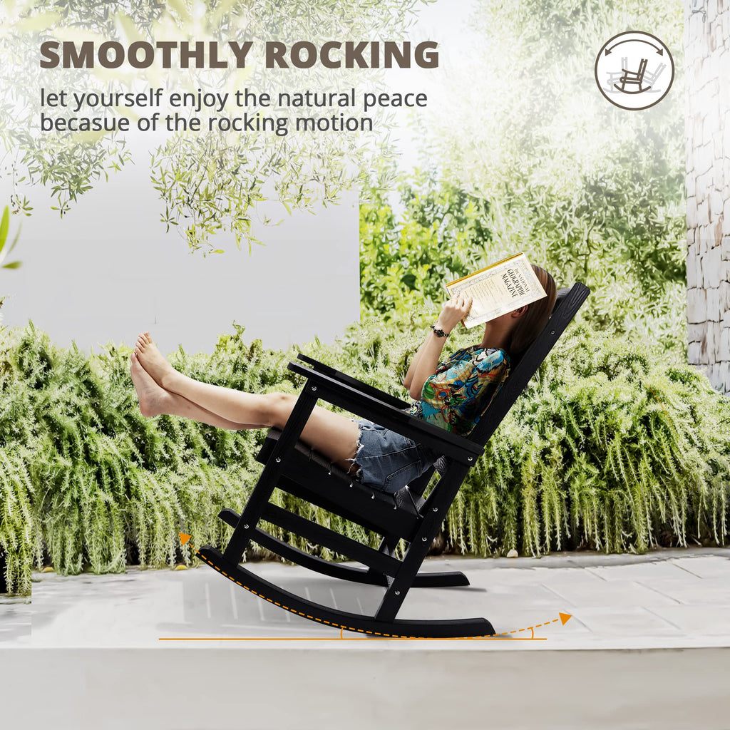 LUE BONA Rocking Chair Outdoor, Weather Resistant HDPS Plastic Rocker Chairs, 350lb Heavy Duty, Oversized Porch Rocker for Adult, High Back Smooth Rocking Chairs for Outdoor & Indoor, Aruba Blue