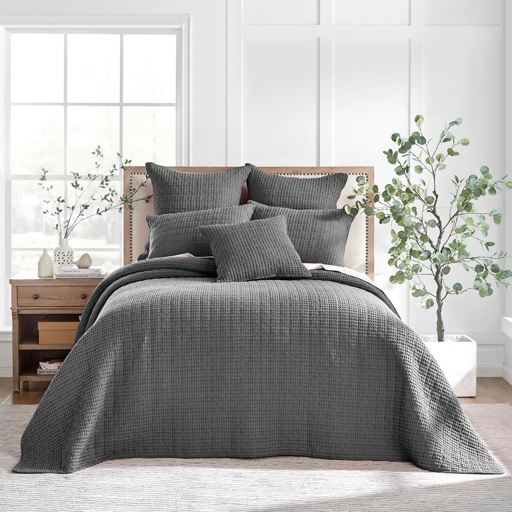 Levtex Home Mills Waffle Twin Bedspread Set (84x104in) with 1 Pillow Sham (26x20in) - Adobe - 100% Cotton Twin Size Bedspread Set - Lightweight, Soft, Pre-Washed
