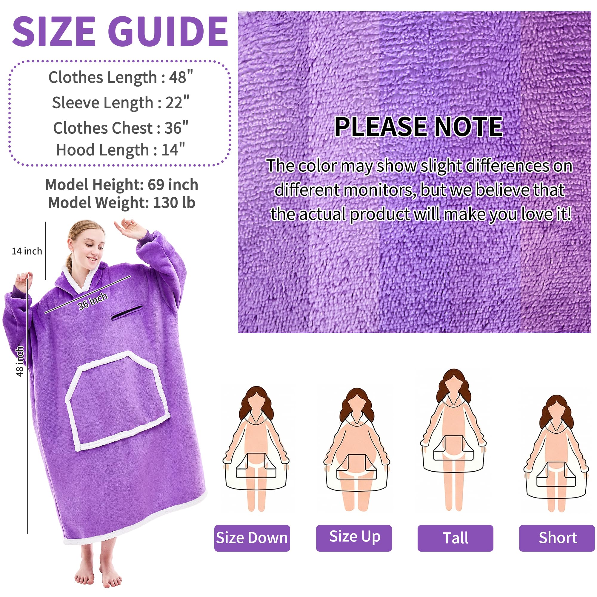 IFNOW Wearable Blanket Hoodie, Oversized Sherpa Fleece Hooded Sweatshirt with Eye Mask, Cozy and Giant Blanket Hoodie with Sleeves Extra Long for Adults Men Women, Black