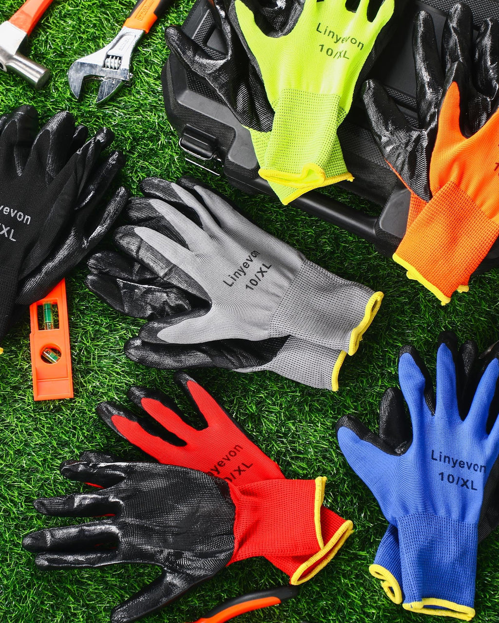 Maxcheck PU Coated Gloves Bulk, Reusable Rubber Safety Gloves for Men Women Work Warehouse, Mechanic, Woodworking