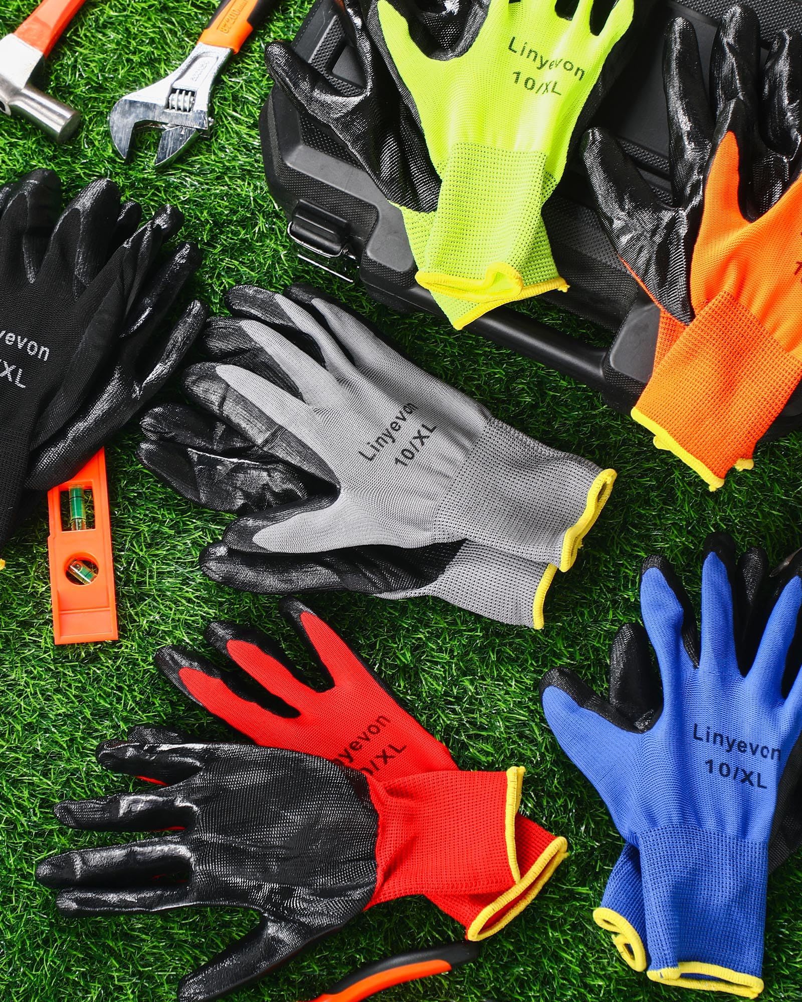 Maxcheck PU Coated Gloves Bulk, Reusable Rubber Safety Gloves for Men Women Work Warehouse, Mechanic, Woodworking