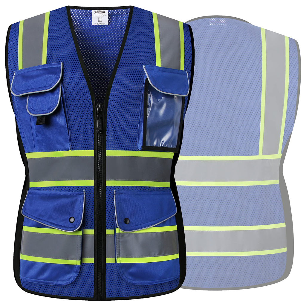JKSafety Women Hi-Vis Reflective Safety Vest | Neon Color body Sewed Reflective Strips Breathable Lightweight ANSI Compliant