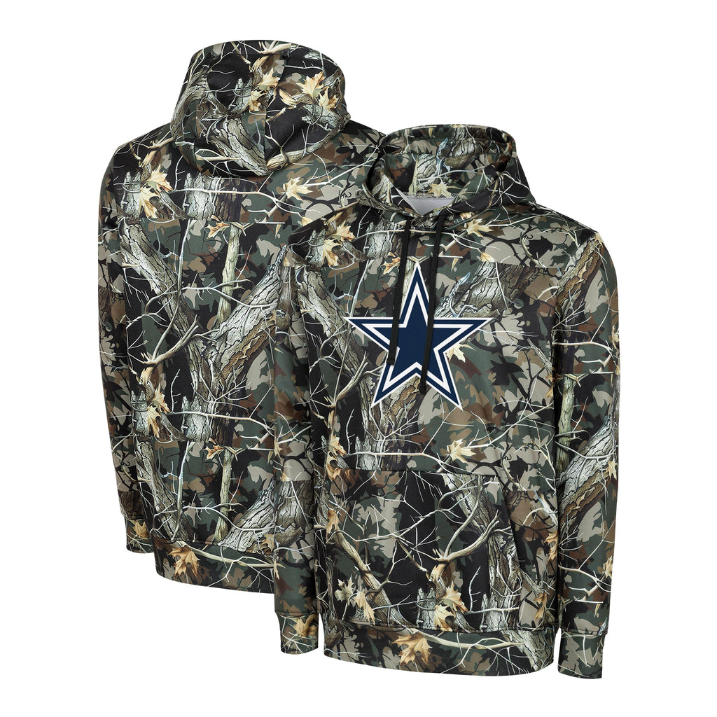 FOCO NFL Men's Official Sideline Hunter Camo Primary Logo Performance Pullover Hoodie Sweatshirt