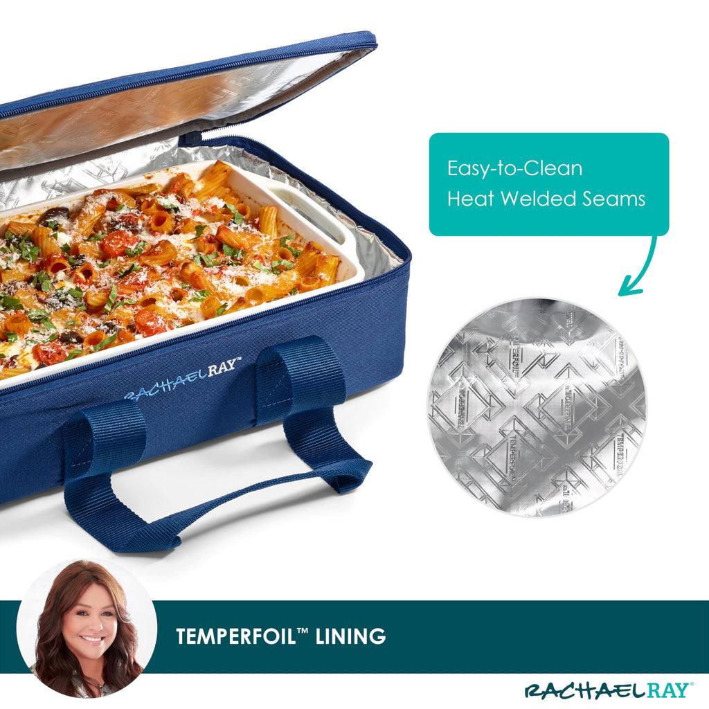 Rachael Ray Lugger Duo, Insulated Casserole Carrier for Hot or Cold Food, Thermal Lasanga Lugger Tote for Pockluck, Parties, Picnic, and Cookouts, Fits 9" x 13" Baking Dish, Burgundy